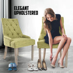 2X French Provincial Dining Chair Oak Leg AMOUR GREEN - Furniture > Bar Stools & Chairs