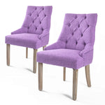 2X French Provincial Dining Chair Oak Leg AMOUR VIOLET - Furniture > Bar Stools & Chairs