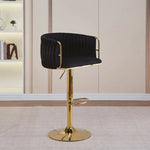 2x Height Adjustable Black Swivel Bar Stool Velvet Golden Round Base Barstools Chairs - Furniture > Bar Stools & Chairs