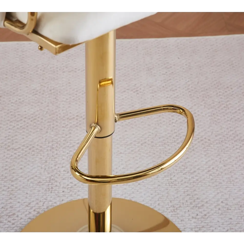 2x Height Adjustable Blue Swivel Bar Stool Velvet Golden Round Base Barstools Chairs - Furniture > Bar Stools & Chairs
