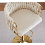 2x Height Adjustable Grey Swivel Bar Stool Velvet Golden Round Base Barstools Chairs - Furniture > Bar Stools & Chairs