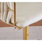 2x Height Adjustable Swivel Bar Stool Velvet Golden Round Base Barstools Chairs - Ivory - Furniture > Bar Stools &