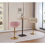 2x Height Adjustable Swivel Bar Stool Velvet Golden Round Base Barstools Chairs - Ivory - Furniture > Bar Stools &