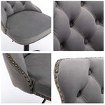 2x Height Adjustable Swivel Bar Stool Velvet Nailhead Barstool with Footrest - Furniture > Bar Stools & Chairs > Table