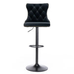 2x Height Adjustable Swivel Bar Stool Velvet Nailhead Barstool with Footrest - Furniture > Bar Stools & Chairs > Table