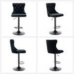 2x Height Adjustable Swivel Bar Stool Velvet Nailhead Barstool with Footrest - Furniture > Bar Stools & Chairs > Table