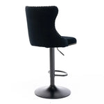 2x Height Adjustable Swivel Bar Stool Velvet Nailhead Barstool with Footrest - Furniture > Bar Stools & Chairs > Table