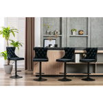 2x Height Adjustable Swivel Bar Stool Velvet Nailhead Barstool with Footrest - Furniture > Bar Stools & Chairs > Table