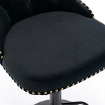 2x Height Adjustable Swivel Bar Stool Velvet Nailhead Barstool with Footrest - Furniture > Bar Stools & Chairs > Table