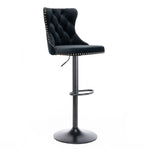 2x Height Adjustable Swivel Bar Stool Velvet Nailhead Barstool with Footrest - Furniture > Bar Stools & Chairs > Table
