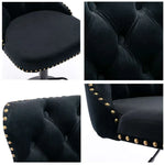 2x Height Adjustable Swivel Bar Stool Velvet Nailhead Barstool with Footrest - Furniture > Bar Stools & Chairs > Table