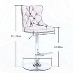 2x Height Adjustable Swivel Bar Stool Velvet Stud Barstool with Footrest and Chromed Base- Gray - Furniture > Bar