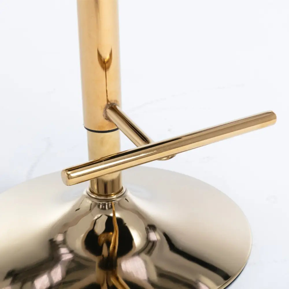 2x Height Adjustable Swivel Bar Stool Velvet Studs Barstool with Footrest and Golden Base- Beige - Furniture > Bar