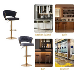 2x Height Beige Velvet Padded Golden Round Base Barstools Chairs - Furniture > Bar Stools & Chairs > Table & Bar Stools
