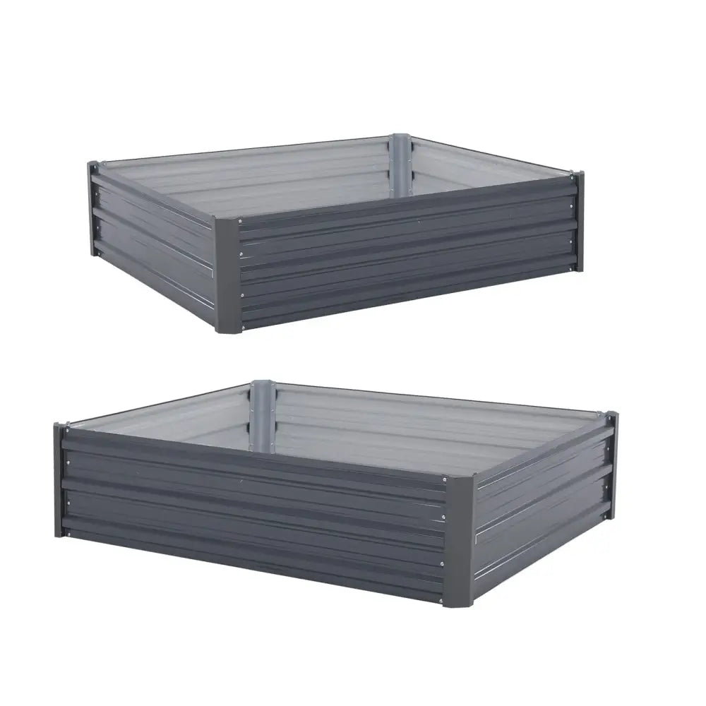 2X Raised Garden Bed Galvanised Steel Planter 120 x 90 x 30cm GREY - Home & Garden > Garden Beds