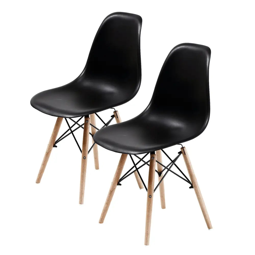2X Retro Dining Cafe Chair DSW BLACK - Furniture > Bar Stools & Chairs