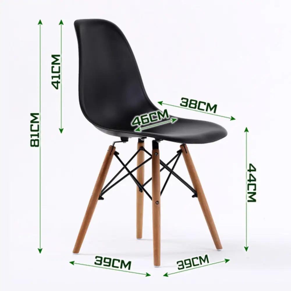 2X Retro Dining Cafe Chair DSW BLACK - Furniture > Bar Stools & Chairs