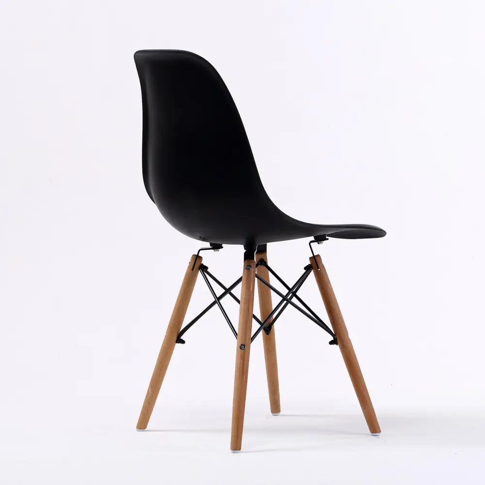 2X Retro Dining Cafe Chair DSW BLACK - Furniture > Bar Stools & Chairs