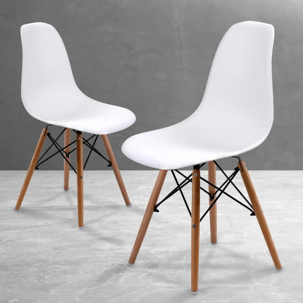 2X Retro Dining Cafe Chair DSW WHITE - Furniture > Bar Stools & Chairs