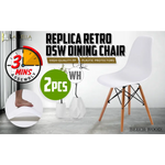2X Retro Dining Cafe Chair DSW WHITE - Furniture > Bar Stools & Chairs