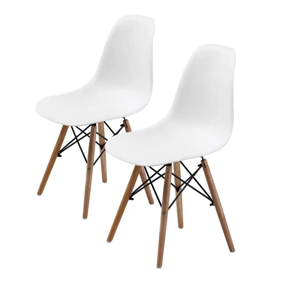 2X Retro Dining Cafe Chair DSW WHITE - Furniture > Bar Stools & Chairs