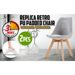 2X Retro Dining Cafe Chair Padded Seat GREY - Furniture > Bar Stools & Chairs