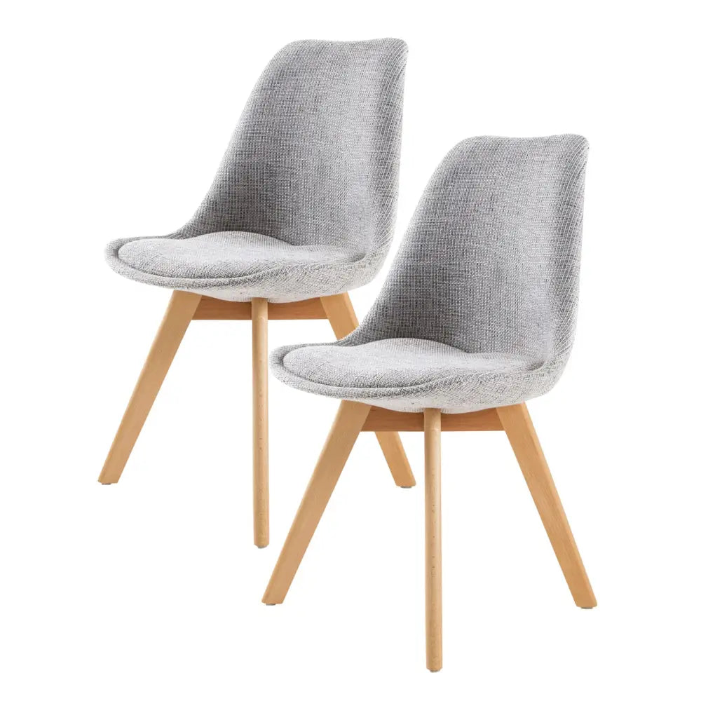2X Retro Dining Cafe Chair Padded Seat GREY - Furniture > Bar Stools & Chairs