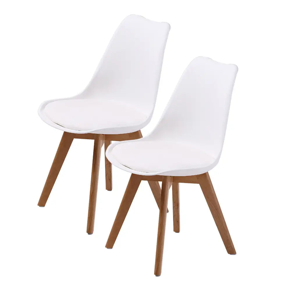 2X Retro Dining Cafe Chair Padded Seat WHITE - Furniture > Bar Stools & Chairs
