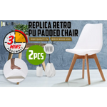 2X Retro Dining Cafe Chair Padded Seat WHITE - Furniture > Bar Stools & Chairs