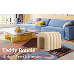 2X Ridge Arch Ottoman Stool Teddy Fleece Fabric Foot Rest 45cm BEIGE - Furniture > Living Room > Ottomans & Footstools