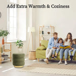 2X Round Stacked Ottoman Stool Teddy Fleece Fabric Foot Rest 38cm GREEN - Furniture > Living Room > Ottomans &