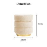 2X Round Stacked Ottoman Stool Teddy Fleece Fabric Foot Rest 38cm BEIGE - Furniture > Living Room > Ottomans &