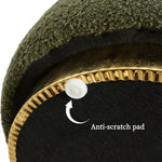 2X Round Stacked Ottoman Stool Teddy Fleece Fabric Foot Rest 38cm GREEN - Furniture > Living Room > Ottomans &