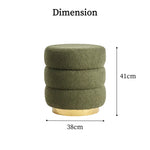 2X Round Stacked Ottoman Stool Teddy Fleece Fabric Foot Rest 38cm GREEN - Furniture > Living Room > Ottomans &