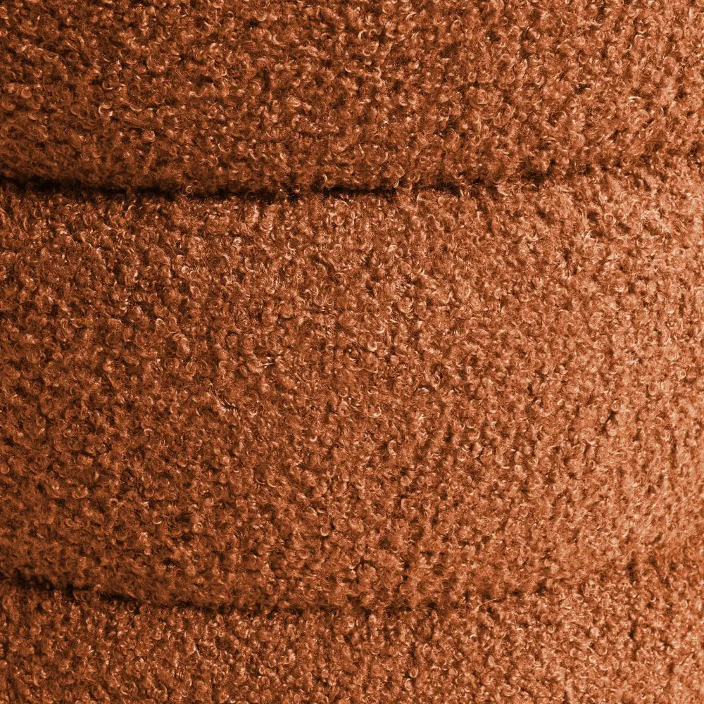 2X Round Stacked Ottoman Stool Teddy Fleece Fabric Foot Rest 38cm ORANGE - Furniture > Living Room > Ottomans &