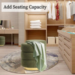2X Round Stacked Ottoman Stool Teddy Fleece Fabric Foot Rest 38cm GREEN - Furniture > Living Room > Ottomans &