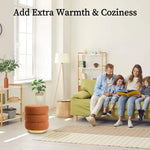 2X Round Stacked Ottoman Stool Teddy Fleece Fabric Foot Rest 38cm ORANGE - Furniture > Living Room > Ottomans &