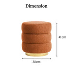 2X Round Stacked Ottoman Stool Teddy Fleece Fabric Foot Rest 38cm ORANGE - Furniture > Living Room > Ottomans &