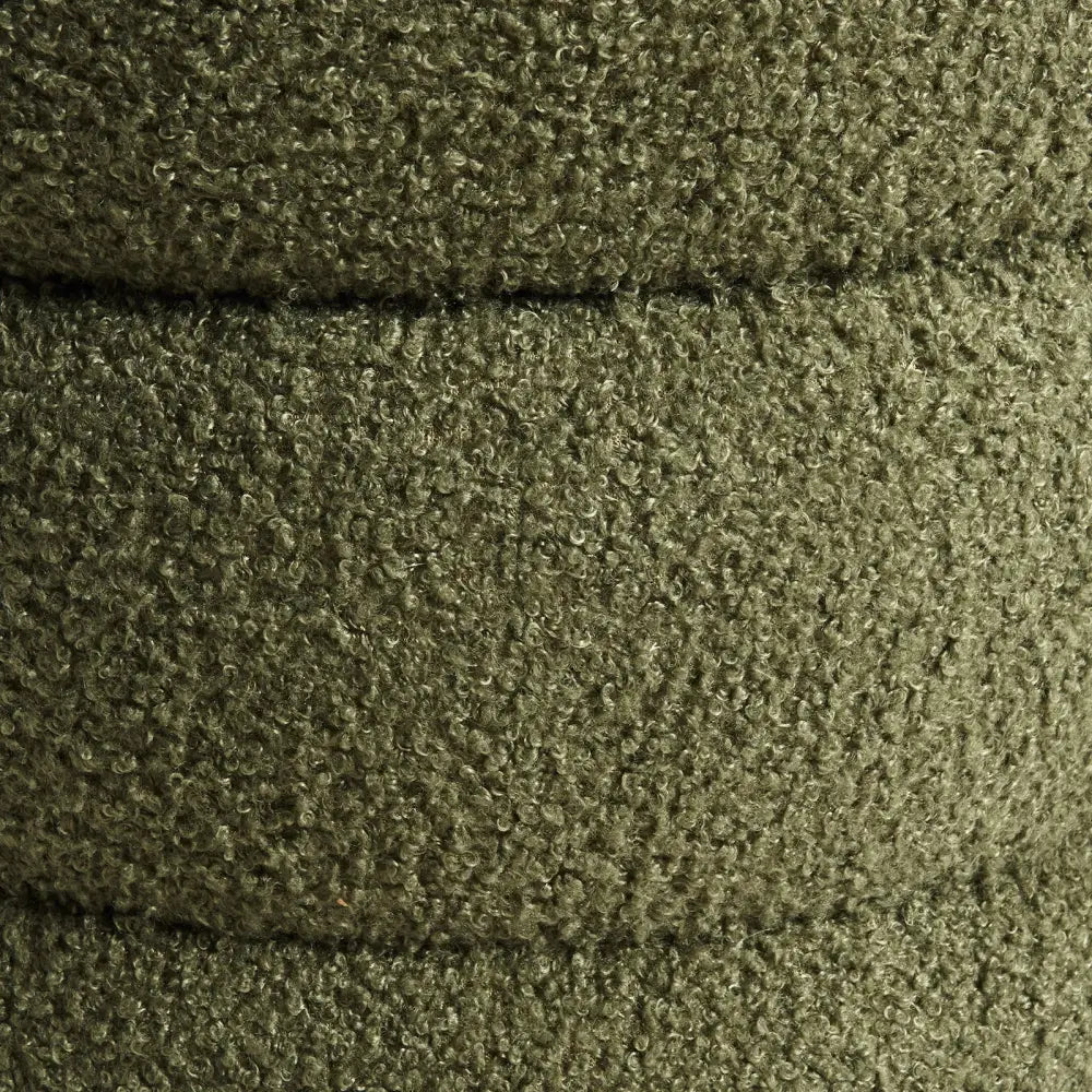 2X Round Stacked Ottoman Stool Teddy Fleece Fabric Foot Rest 38cm GREEN - Furniture > Living Room > Ottomans &