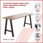 2x Rustic Dining Table Legs Steel Industrial Vintage 71cm - Black - Furniture > Office