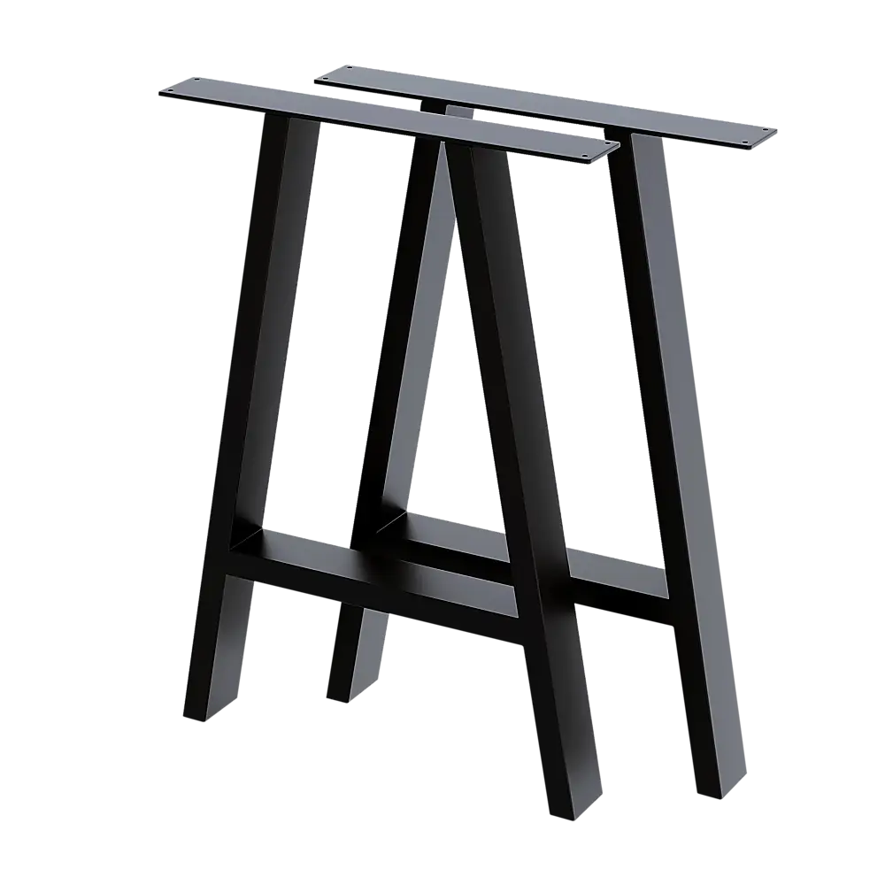 2x Rustic Dining Table Legs Steel Industrial Vintage 71cm - Black - Furniture > Office