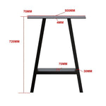 2x Rustic Dining Table Legs Steel Industrial Vintage 71cm - Black - Furniture > Office