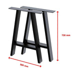 2x Rustic Dining Table Legs Steel Industrial Vintage 71cm - Black - Furniture > Office