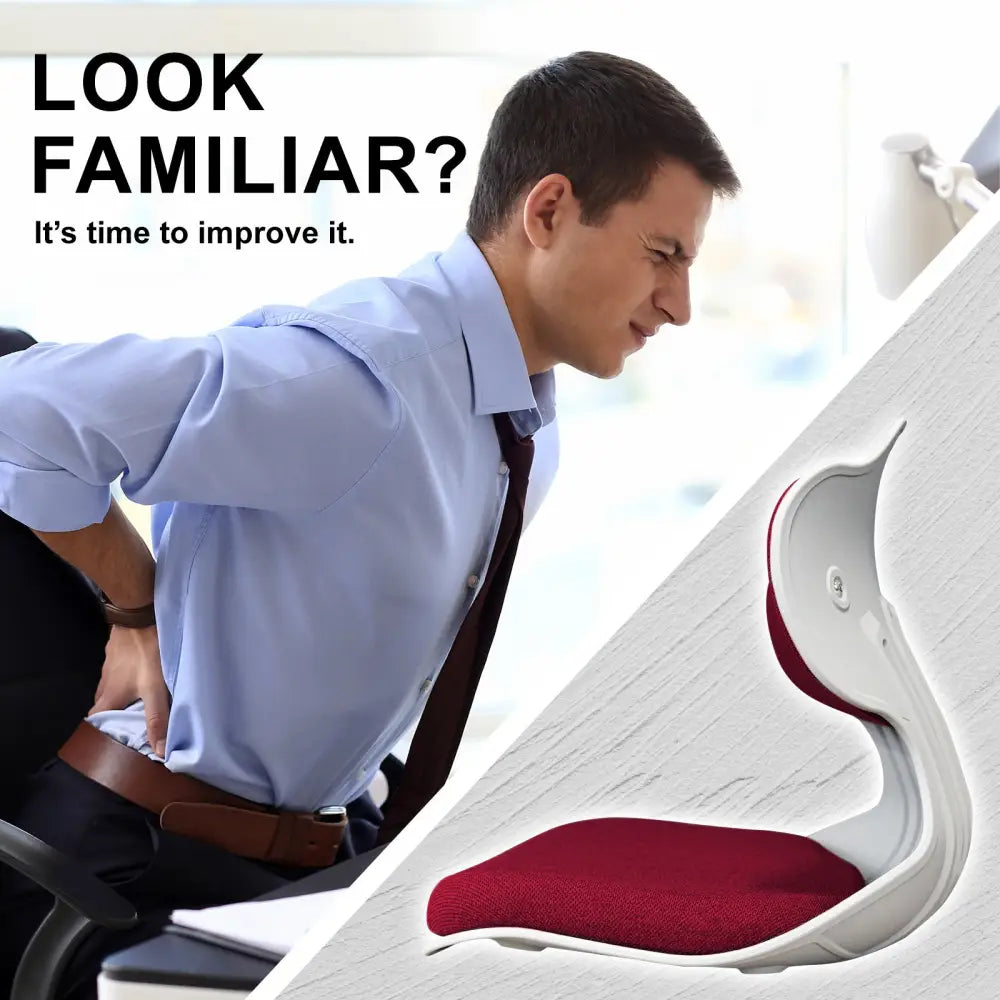 2X Slender Chair Posture Correction Seat Floor Lounge Padded Stackable RED - Furniture > Office > Office & Desk Chairs