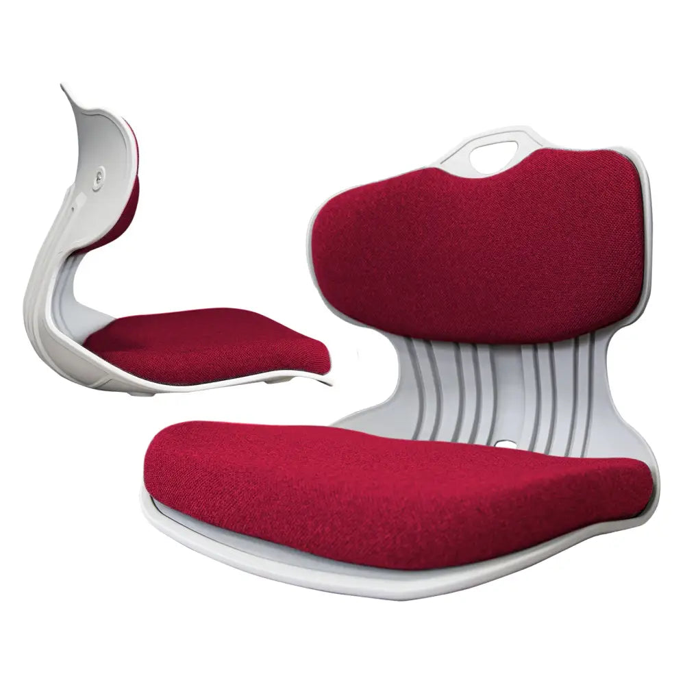 2X Slender Chair Posture Correction Seat Floor Lounge Padded Stackable RED - Furniture > Office > Office & Desk Chairs