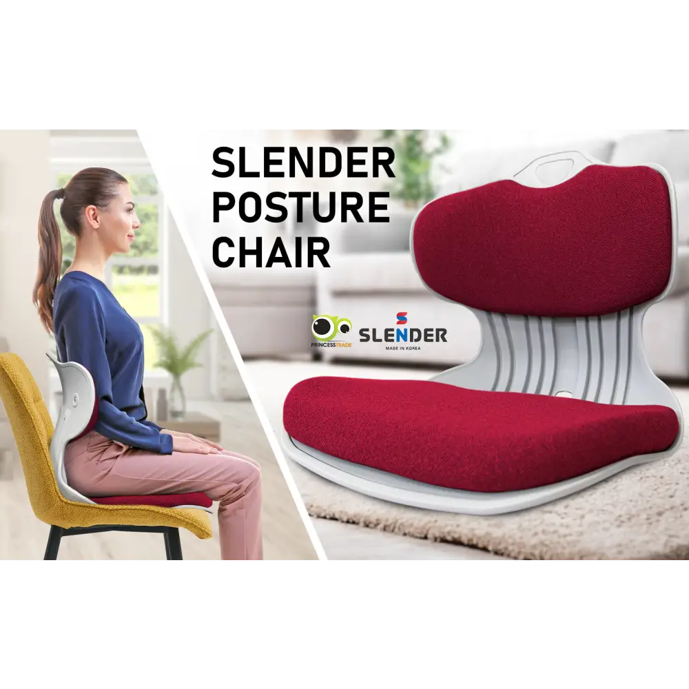 2X Slender Chair Posture Correction Seat Floor Lounge Padded Stackable RED - Furniture > Office > Office & Desk Chairs