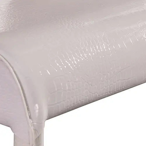 2x Steel Frame White Leatherette Medium High Backrest Dining Chairs with Wooden legs - Furniture > Dining