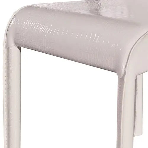 2x Steel Frame White Leatherette Medium High Backrest Dining Chairs with Wooden legs - Furniture > Dining