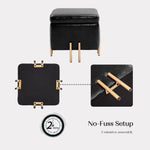 2X Storage Ottoman Foot Stool Cube Tuffet Seat 45cm PU Leather BLACK - Furniture > Bedroom