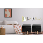 2X Storage Ottoman Foot Stool Cube Tuffet Seat 45cm PU Leather BLACK - Furniture > Bedroom